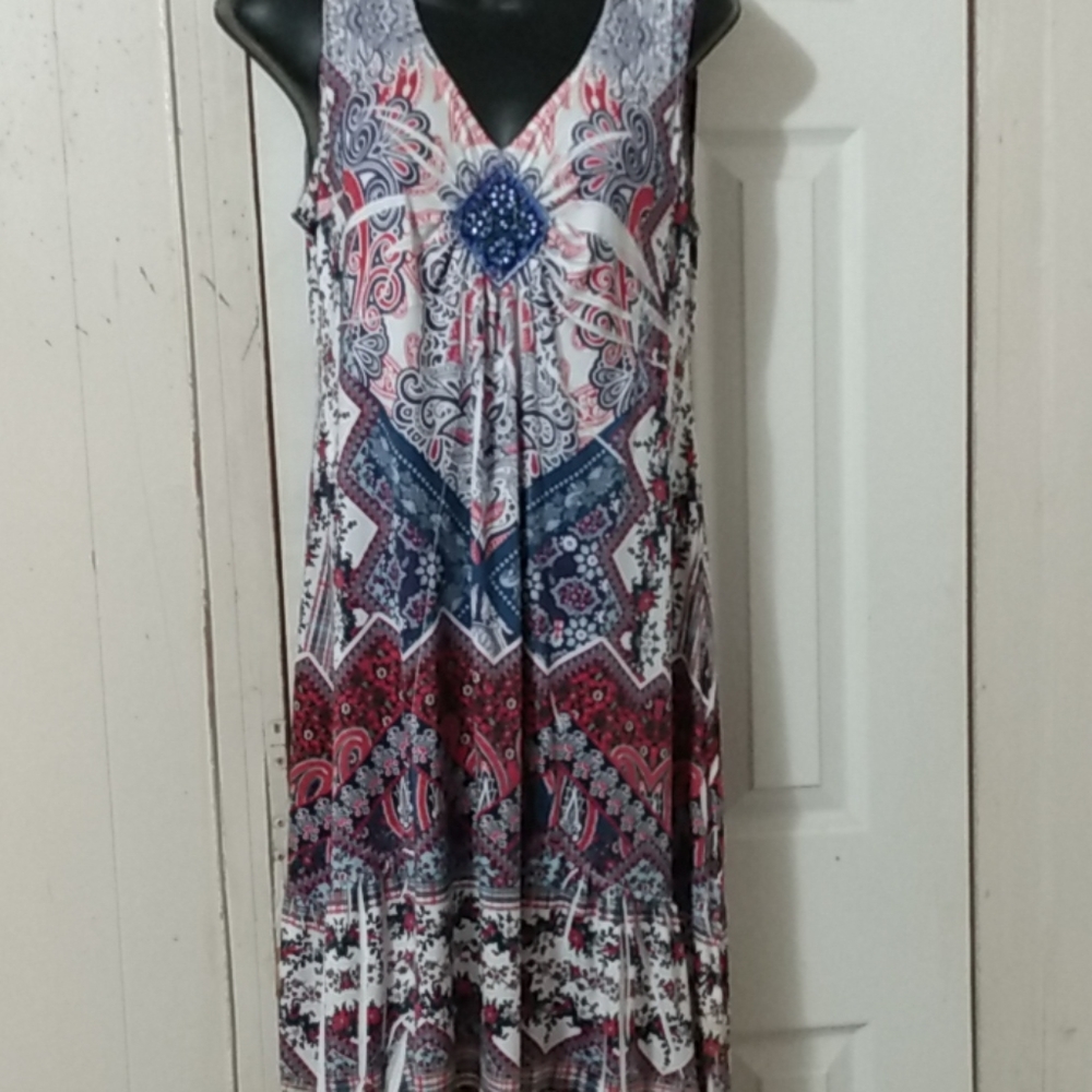 Apt 9 multicolor embellished sleeveles swing dress